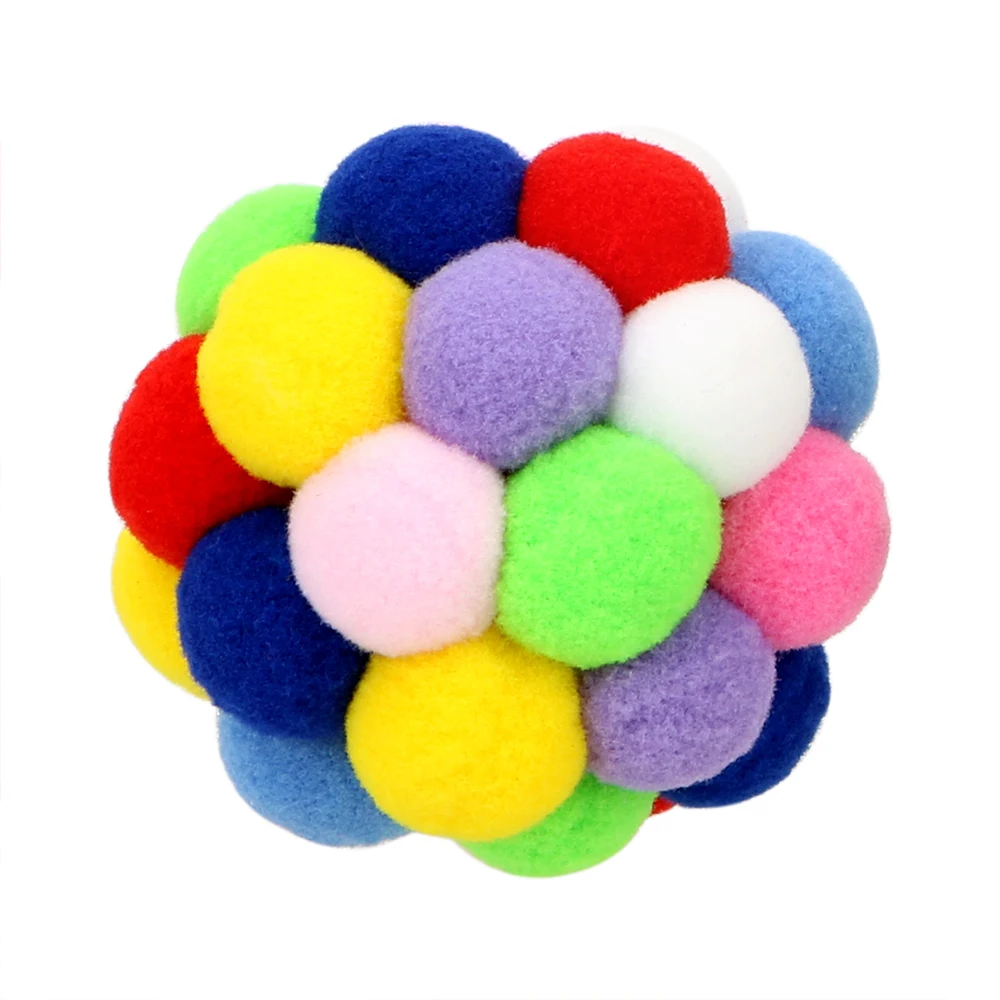

Cat Plastic Plush Bell Bouncy Ball Coloful Sound Toys Football Training Interactive Toys Pet Cat Toy Random Color