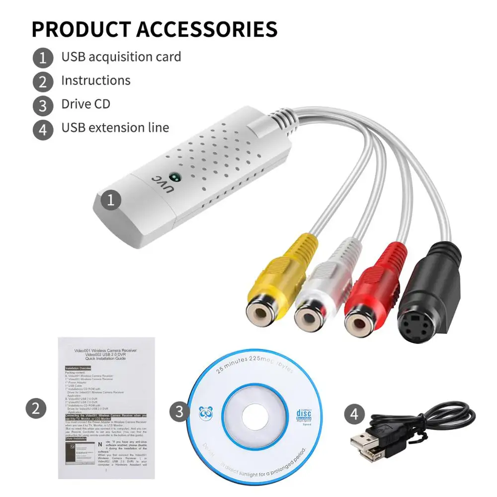 USB2.0 видео ТВ тюнер DVD Аудио Захват карта конвертера Адаптер для Win7/8 адаптер с