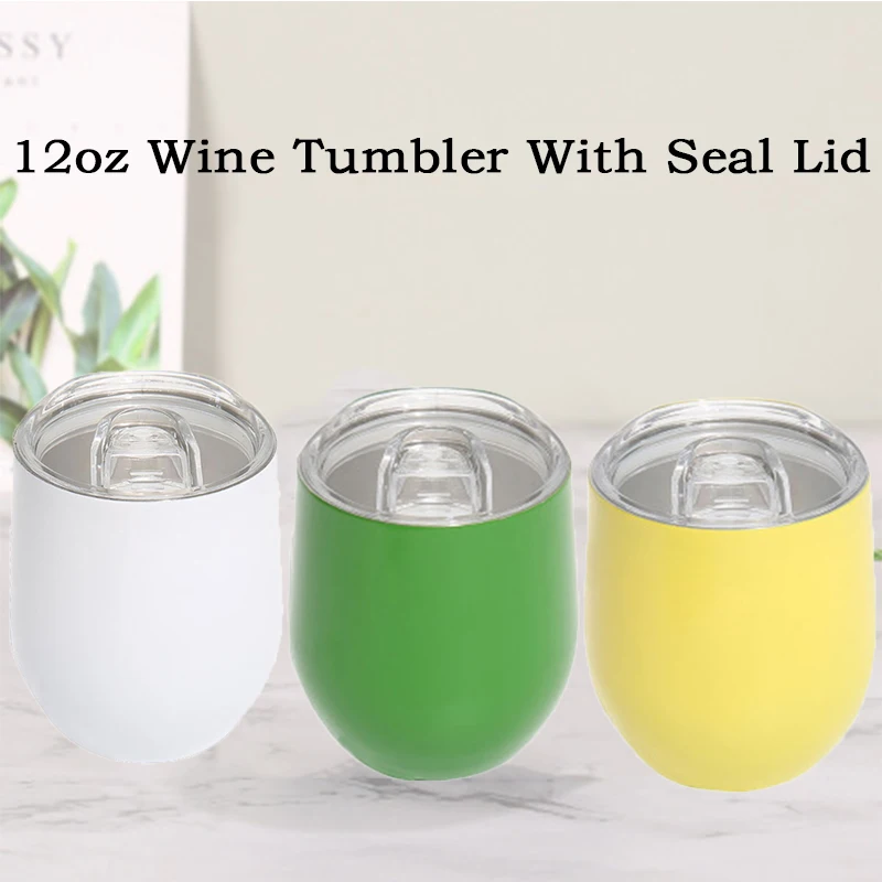 

12oz Wine Tumbler With Seal Lids Stainless Steel Wine Glasses Wedding Party Beer Cup Vacuum Coffee Mug Thermos Christmas Gift