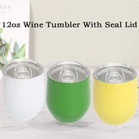 12oz wine tumbler with seal lids stainless steel wine glasses wedding party beer cup vacuum coffee mug thermos christmas gift