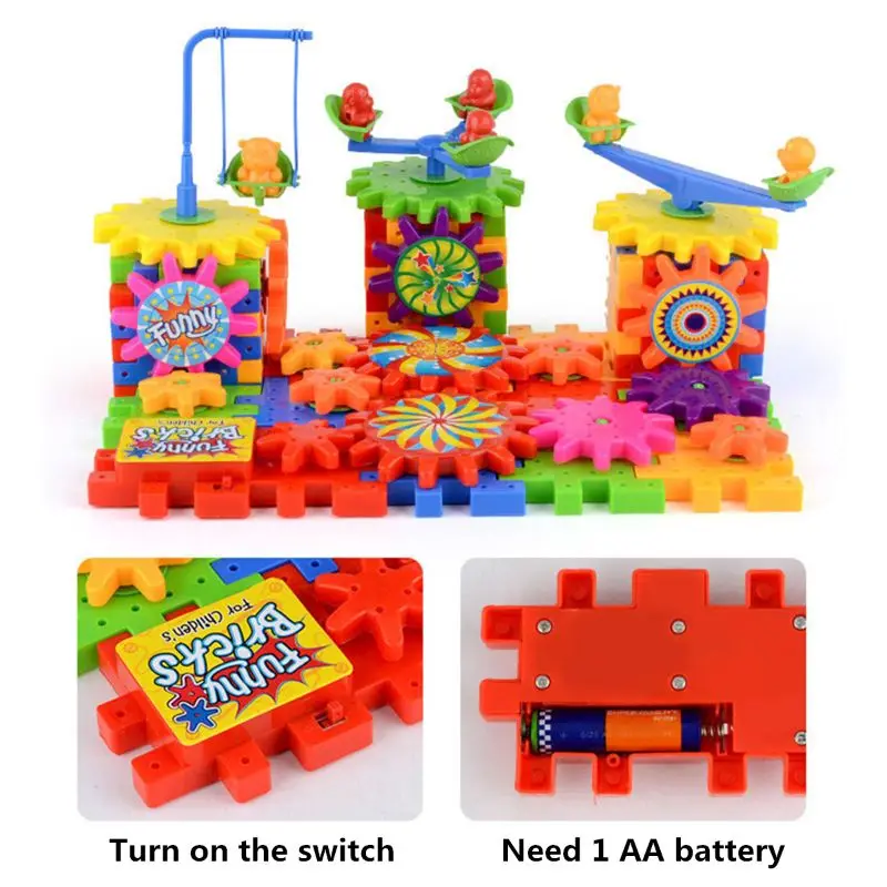 

81PCS Colorful Electric Gears 3D Model Building Kits Plastic Brick Blocks Educational Toys For Kids Children Gifts Wholesale