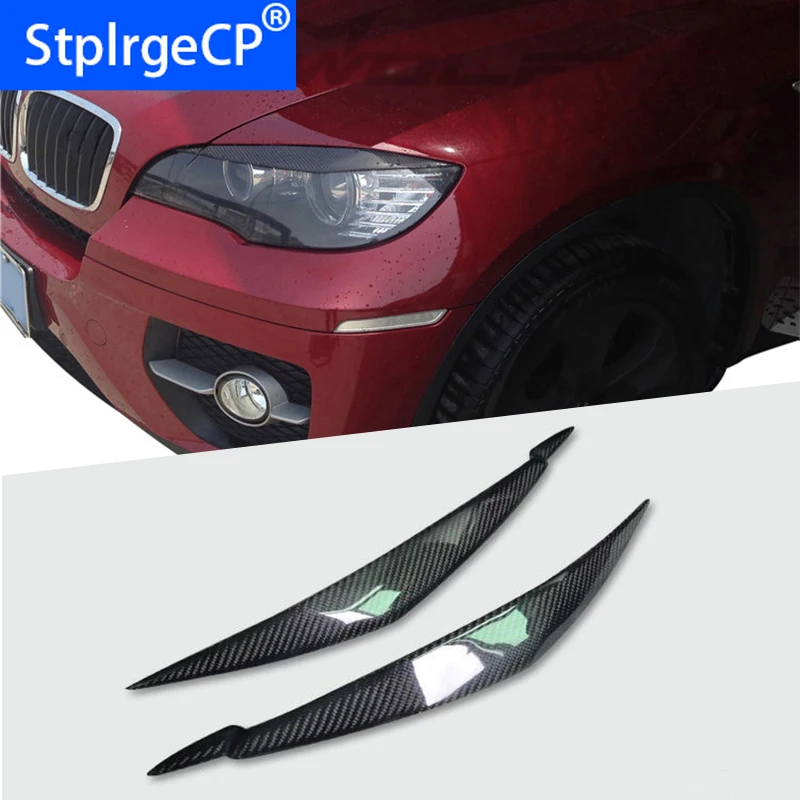 100% Rear Carbon Fiber Headlights Eyebrows Eyelids for BMW E71 X6 X6M Car Styling Front Headlamp Eyebrows Trim Cover Accessories