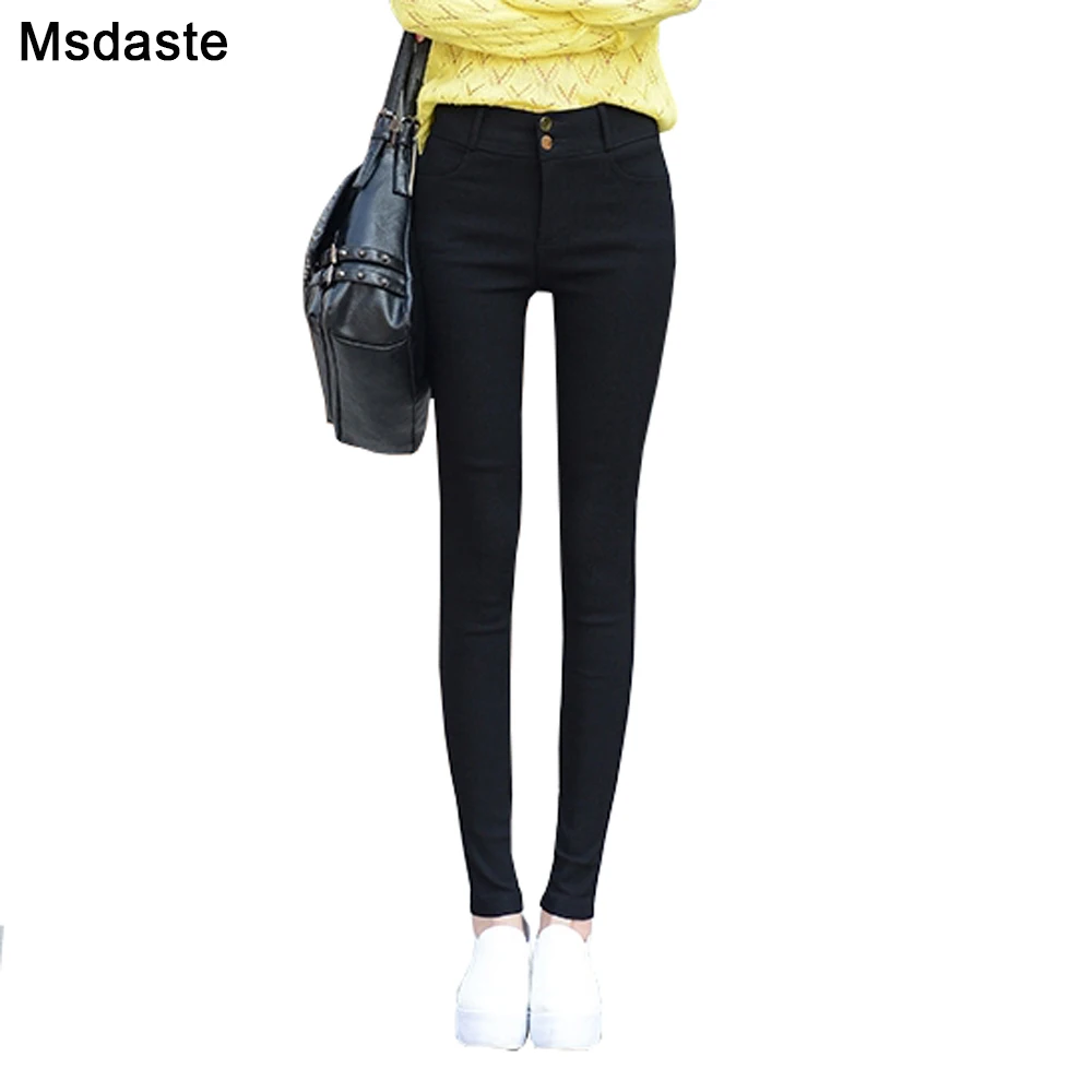 Slim Spring Autumn Women Pencil Pants Plus Size High Waist Leggings Black 4XL New Fashion Female Trousers Woman Pant Lady Jeans | Женская