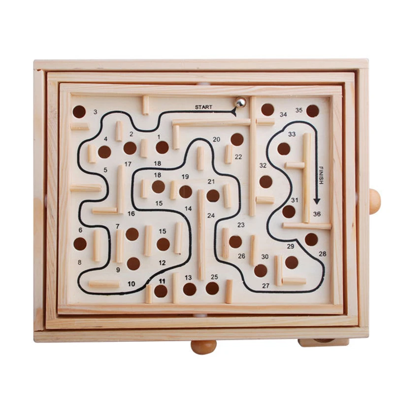 

Rotating Wooden Maze Board Game Controller Ball In The Maze Puzzle Handmade Children's Toys Educational Beaded Toys For Children