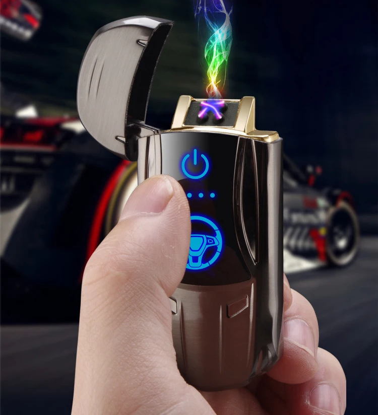 Плазменная usb-зажигалка с сенсорным переключателем, зажигалка для сигарет для курения, Электронная зажигалка с выгравированным именем, супертонкая зажигалка - Цвет: black brushed