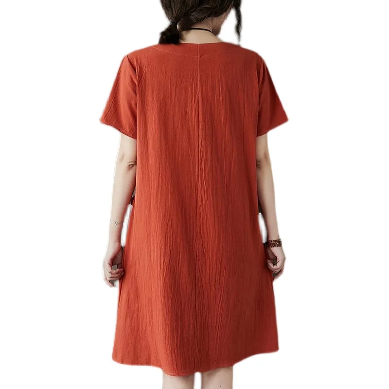 Новое поступление 2022 свободное летнее платье хлопковое льняное с цветочной