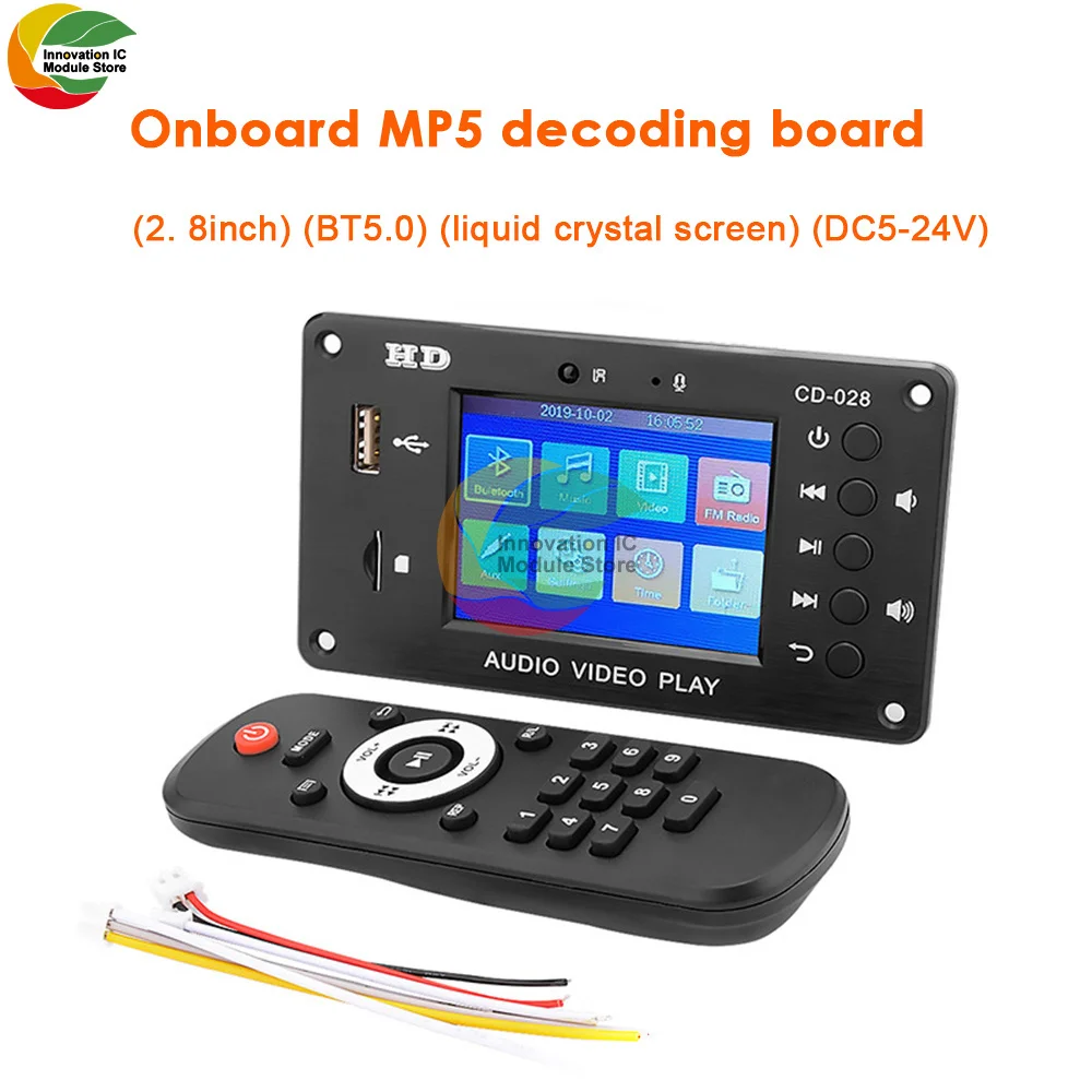 

Wireless Bluetooth Audio Video Decoder LCD Screen DTS Lossless Bluetooth Module mp4/mp5 HD Video APE/WAV Decoding Board