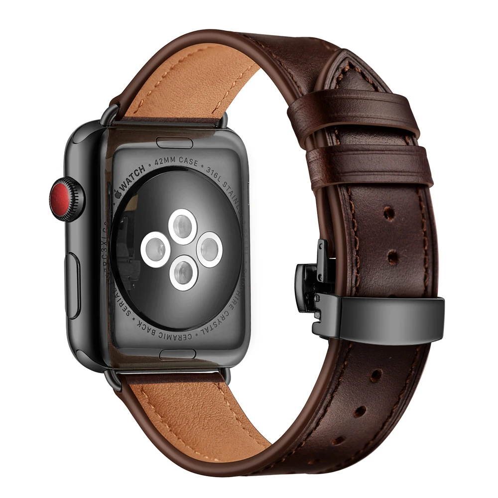 Ремешок из натуральной кожи для apple watch series 5 44 мм браслет iwatch 40 мм|Ремешки часов| |