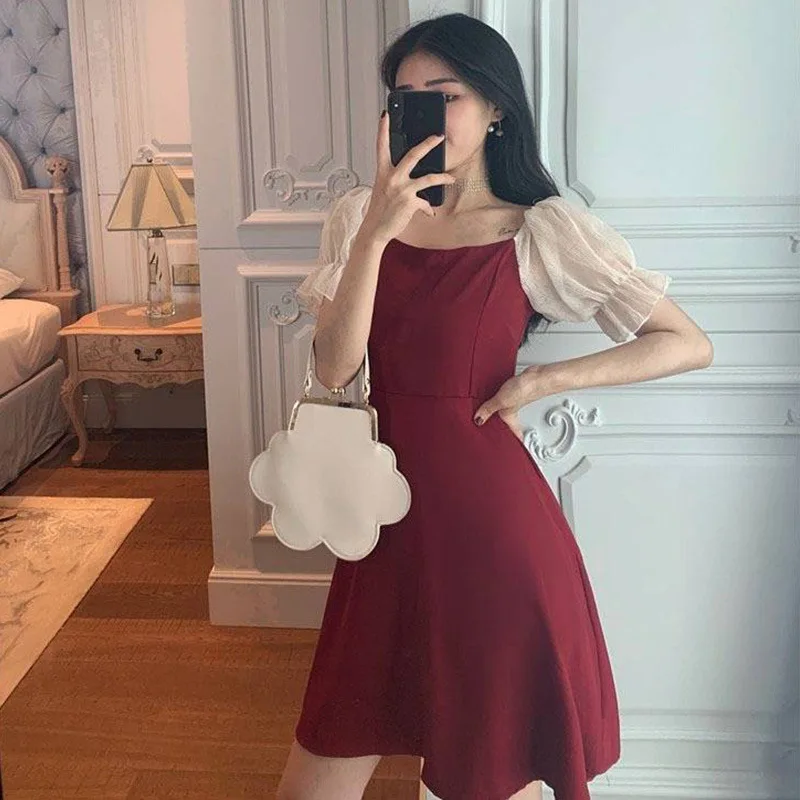 

2021New Dress Women's Korean Version Gentle Style Temperament Slim A-line Skirt Children's Summer Fairy Skirt Summer Dress Women