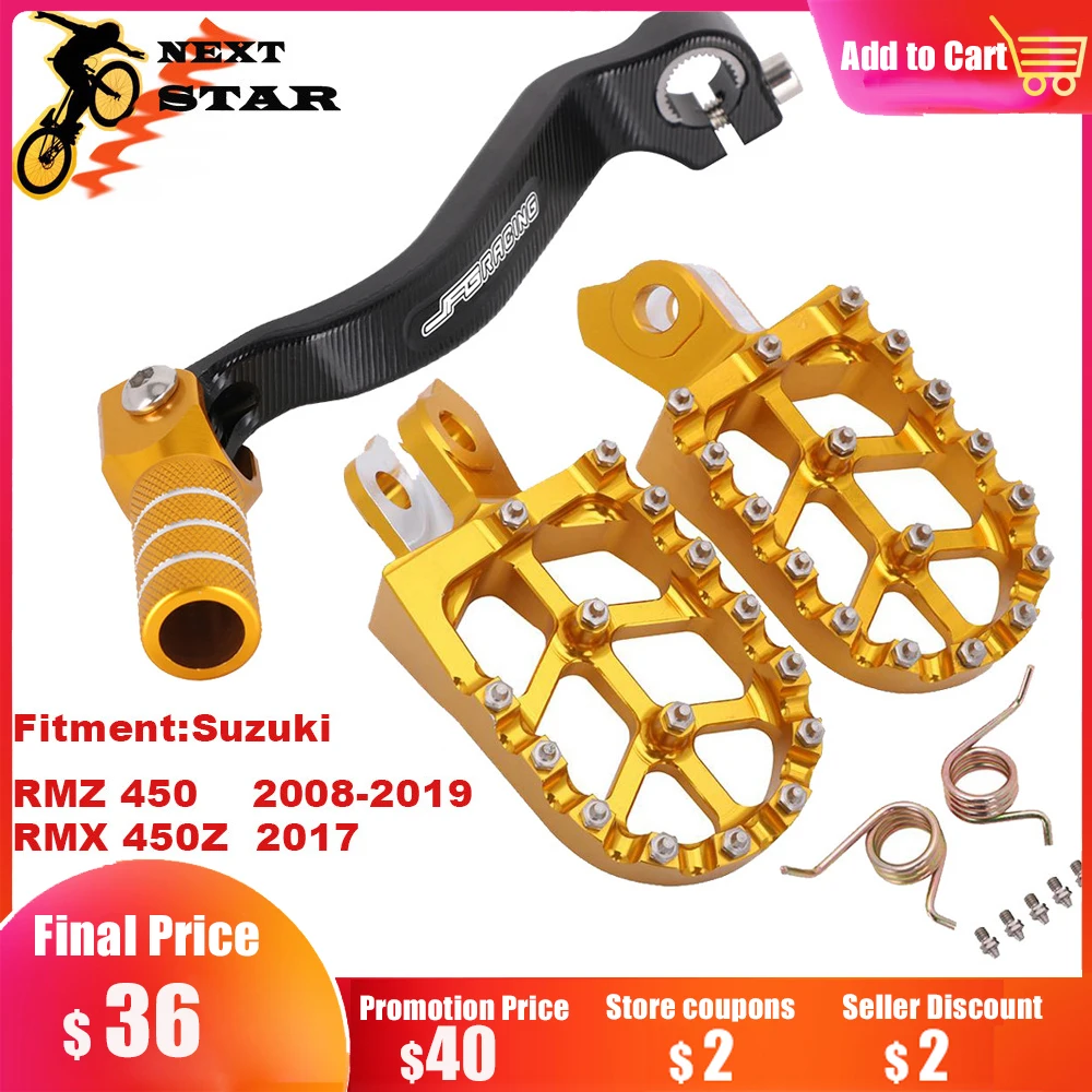 Подножка для мотоцикла CNC подножки педали переключатель передач рычаг SUZUKI RMZ450 RMZ