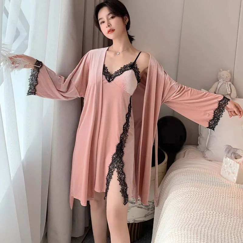 Женский бархатный халат MECHCITIZ пижама с кружевами для сна домашняя одежда отдыха