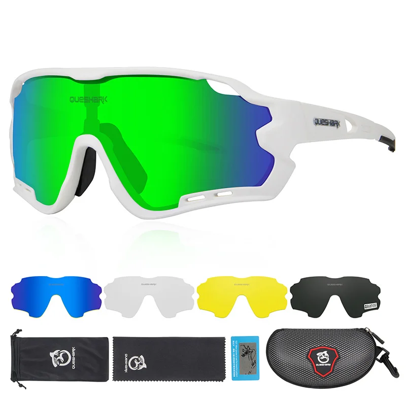 As Picture Showed Queshark HD поляризованные велосипедные очки для мужчин и женщин 5 линз MTB дорожный велосипед TR90 рама - Цвет: As Picture Showed