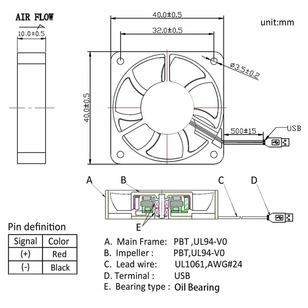 USB Бесщеточный Охлаждающий вентилятор Aokin 4010 40 мм высокопроизводительный