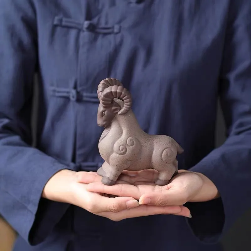 Чайные украшения из фиолетовой глины для домашних животных керамическая фигурка