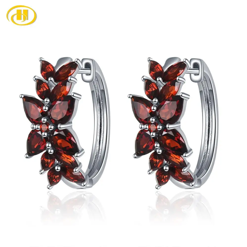 Hutang 7.19ct гранатовые клипсы твердые 925 стерлингового серебра Genunie с красным