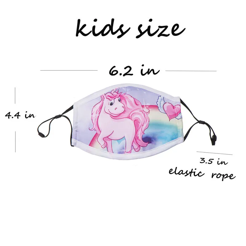 Маска детская с мультяшным принтом единорога Мягкая тканевая многоразовая