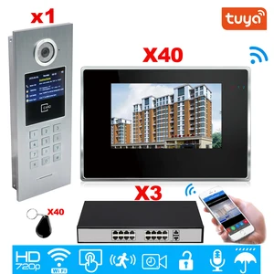 tuyasmart app supported wifi video door phone ip video intercom security home access control system keypadic cardpoe 1 to 40 free global shipping