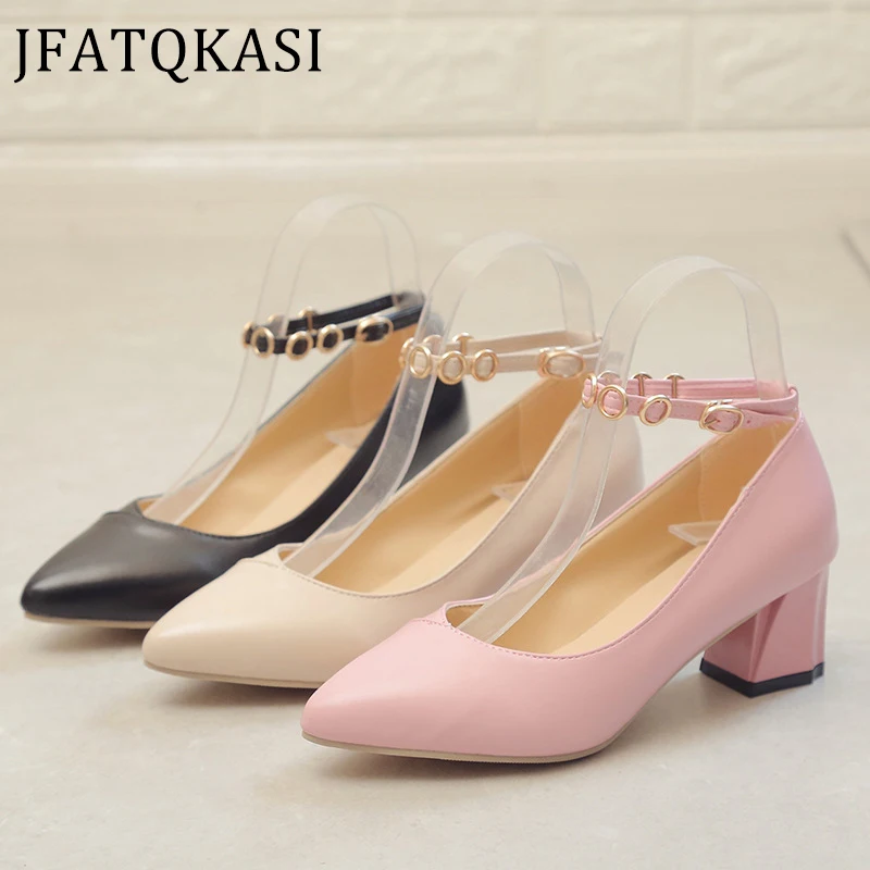 Женские туфли на высоком каблуке весенние лодочки с острым носком и пряжкой