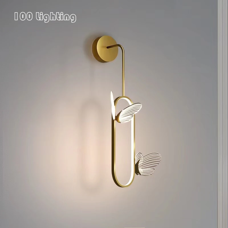 Acrylic Butterfly LED Wall Lamp Home Decoration Lighting Fixtures Parlor Bedside Wall Sconces Gold Metal New Style Dropshipping