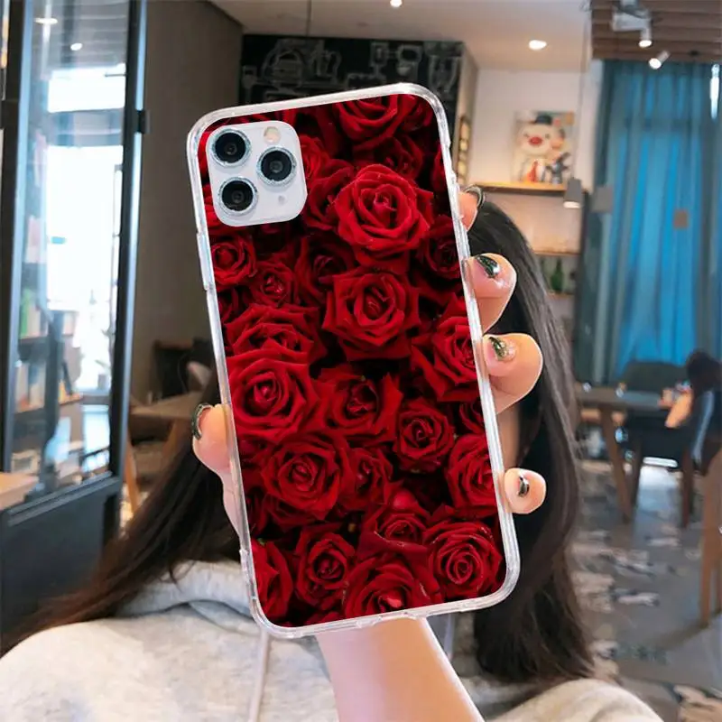 

red rose flower Customer Phone Case Transparent soft For iphone 5 5s 5c se 6 6s 7 8 11 12 plus mini x xs xr pro max
