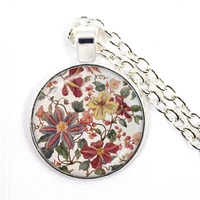 charm mandala flower necklace 25mm glass cabochon jewelry mandala symbol bohemia ladies silver plated pendant women