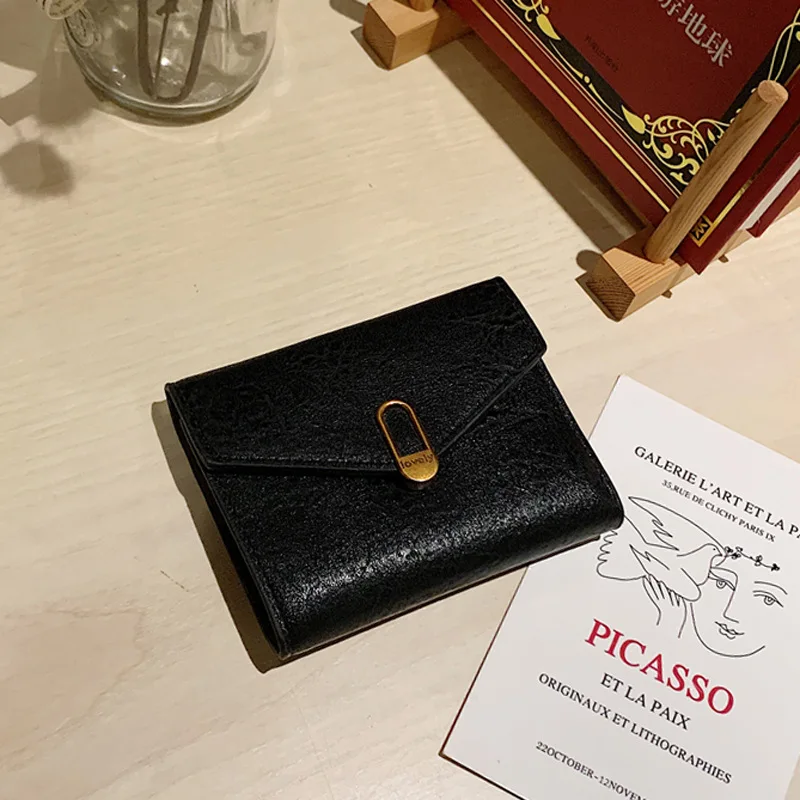 

New women's short wallet multifunctional fashion simple three-fold solid color wallet card holder student coin purse female