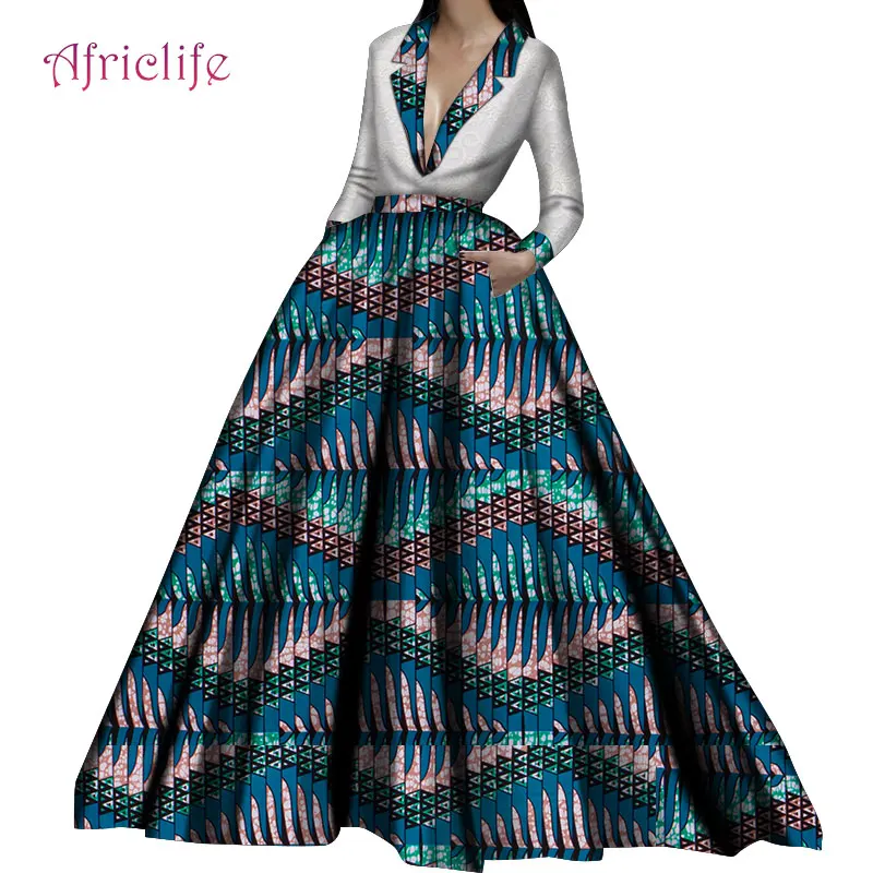 Top Selection African Clothing Wedding Dresses Long Sleeve Deep V  Pleated High Waist Shown Slim Skirt  Women Dress WY4598