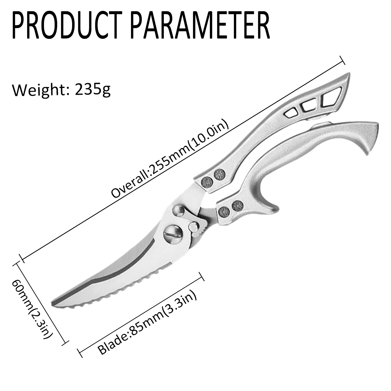 Chicken Bone Kitchen Scissors Shears Duck Fish Cutter 4Cr13 Stainless Steel Scale Clean Cook Knife | Дом и сад