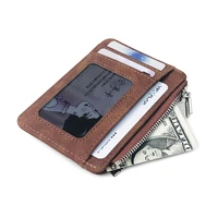 new simple mini men leather wallet with coin pocket small credit card holder slim mans purse for bank cards id card case