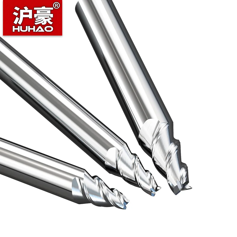 HuHao D1-D3 mm Taper Flat Bottom Milling Cutter 3 Flute CNC Tools Chamfer End Mill Tungsten Router Bit for Aluminum Copper Alloy |