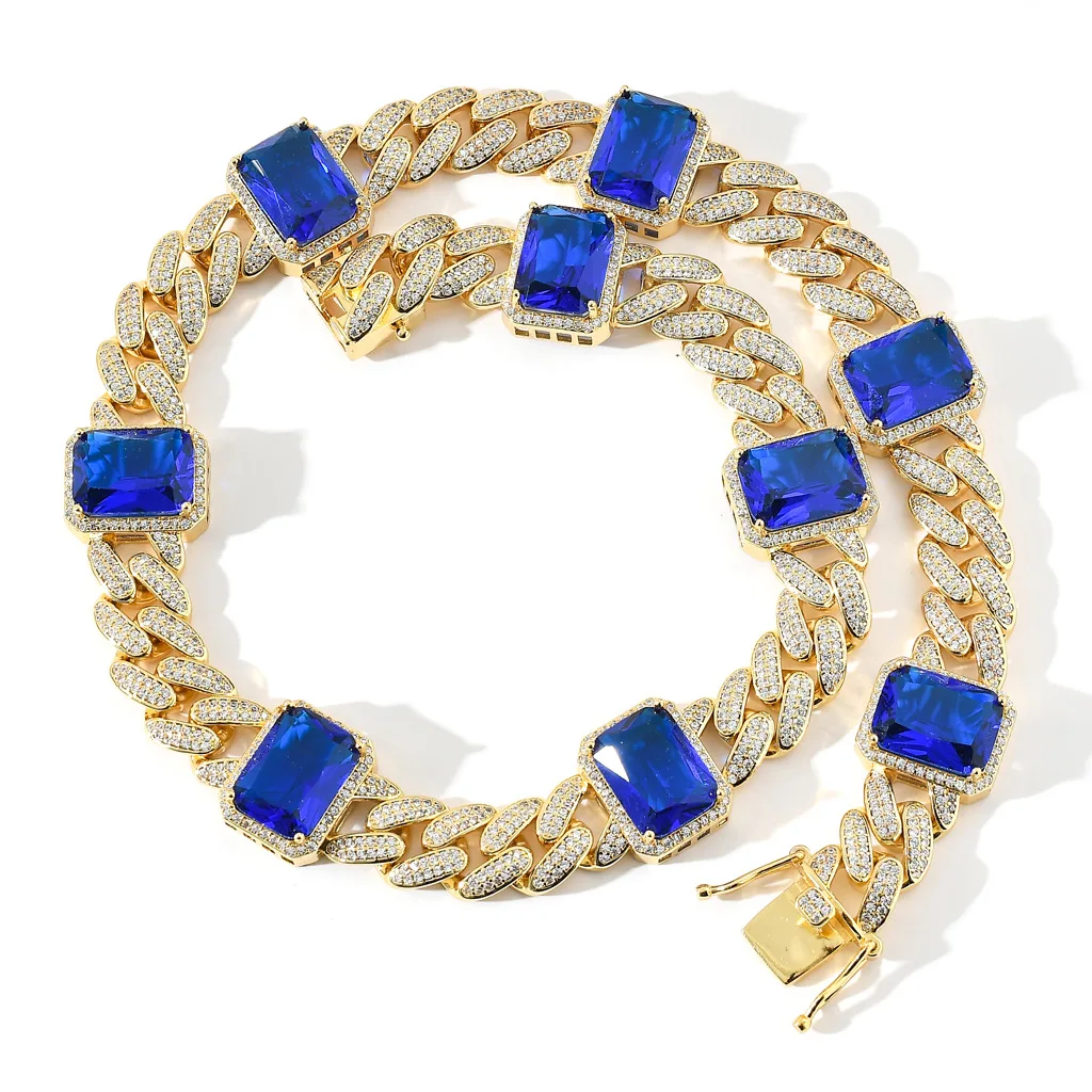 

Браслеты-цепочки из меди и фианита для мужчин и женщин, тяжелые Золотые украшения в стиле хип-хоп 13 мм, с красными камнями, с отделкой сверкан...