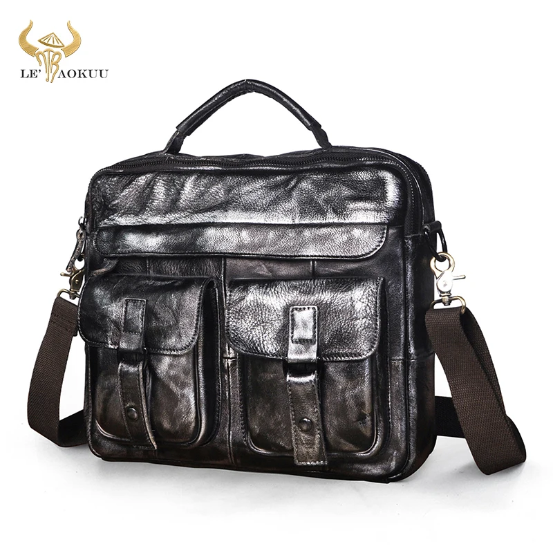 

Top Quality Leather Antique Design Business Briefcase For Men Male 13" Laptop Bag Attache Portfolio Bag Tote Messenger Bag B207