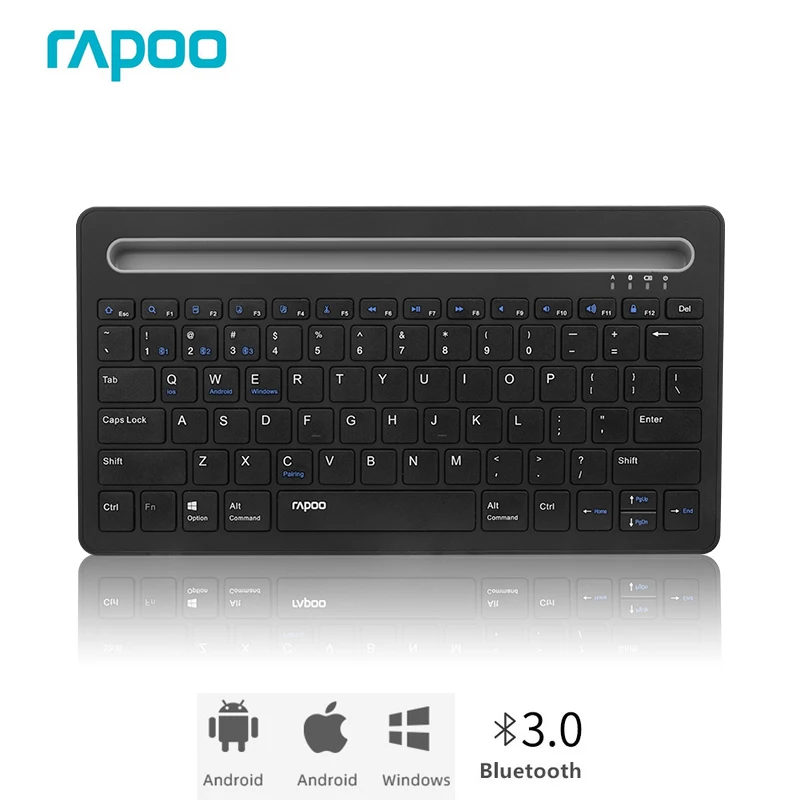

New Rapoo Rechargeable Bluetooth 3.0 Keyboard With Tablet Card Slot For Windows/Androd/Mac/IOS One Key Switching 3 Devices