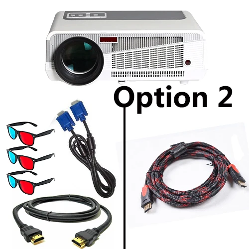 Option 2 Poner Saund светодиодный 86+ wifi Full HD 1080P светодиодный проектор Android 6,0 Bluetooth 3D проектор домашний кинотеатр видео USB 10 м HDMI штатив - Цвет: Option 2