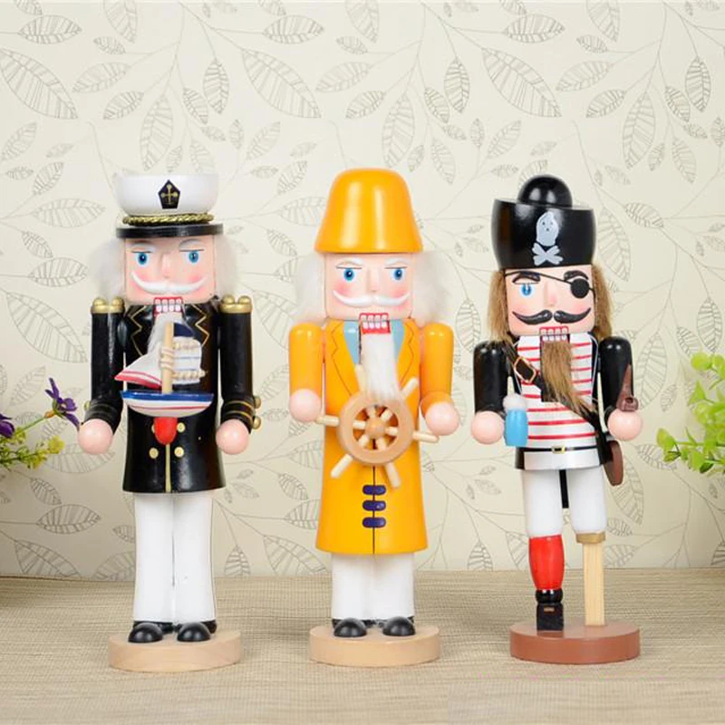 

s 25cm Movable puppets pirate captain navy Nutcracker puppet soldiers,hand-painted walnut soldiers children toy 3pcs/lot D318