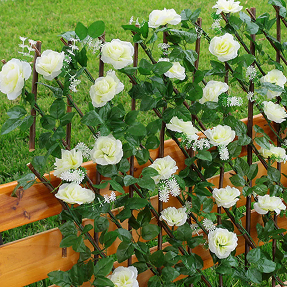 

Wooden Fence Retractable Trellis Fence with Flowers Plant Climbing Frame Trellis Privacy Screen Balcony Garden Decoration