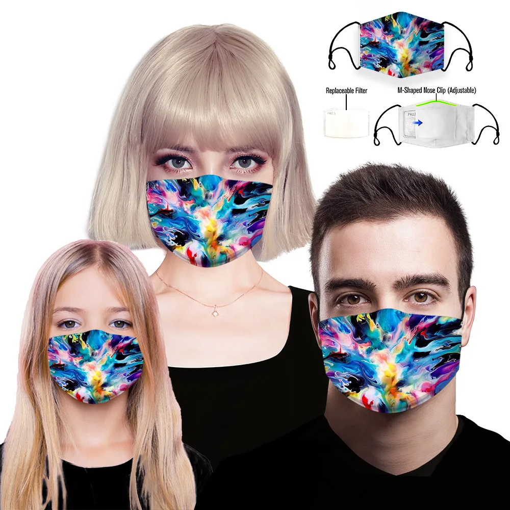 

Washable Face Mask Universe Printed Mouth Cover Cotton Cloth Fabric Reusable Dust Masks Adult Kids Masker Accept Custom Pattern