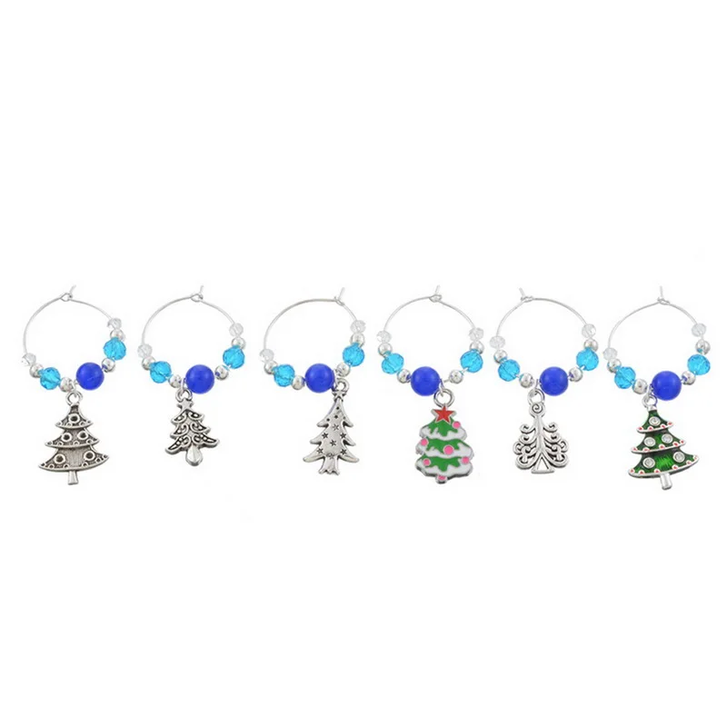 6 шт. Рождественские Подвески для вина с коробкой эмалью подвесные украшения