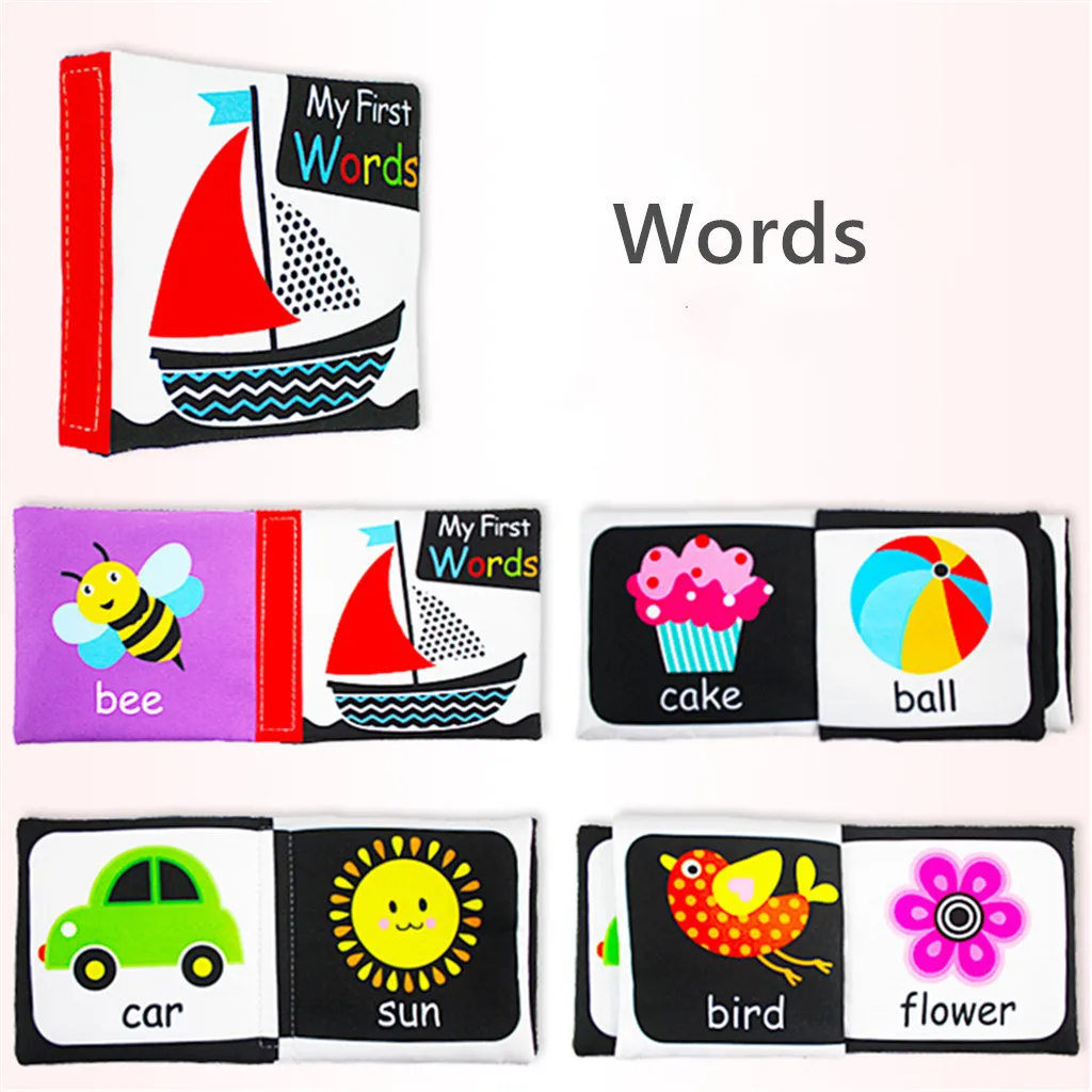 

Montessori Soft Baby Cloth Book Infant Educational Black White Cognize Cloth Book Toy Ntelligence Development Educational Toy