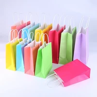 100pcs 15x21x8cm kraft paper bags food takeaway packaging bags advertising clothing shopping gift bags