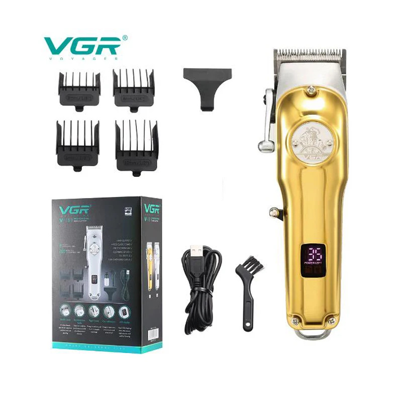 VGR 181 триммер для волос USB перезаряжаемая машинка стрижки LCD масляная голова белая