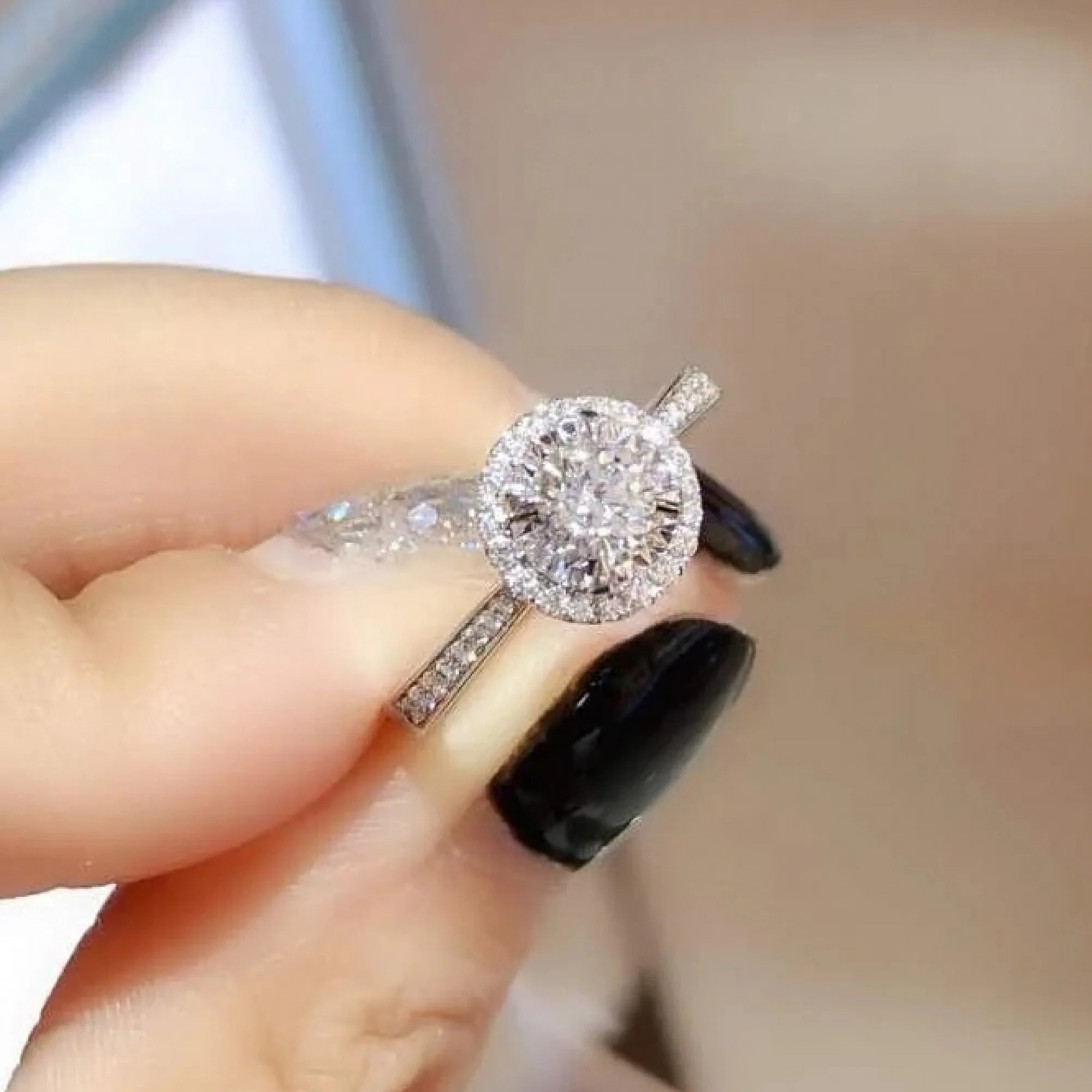 

Классические простые кольца из стерлингового серебра 925 пробы с круглым камнем для невесты, обручальное кольцо для женщин, подарочное Ювели...