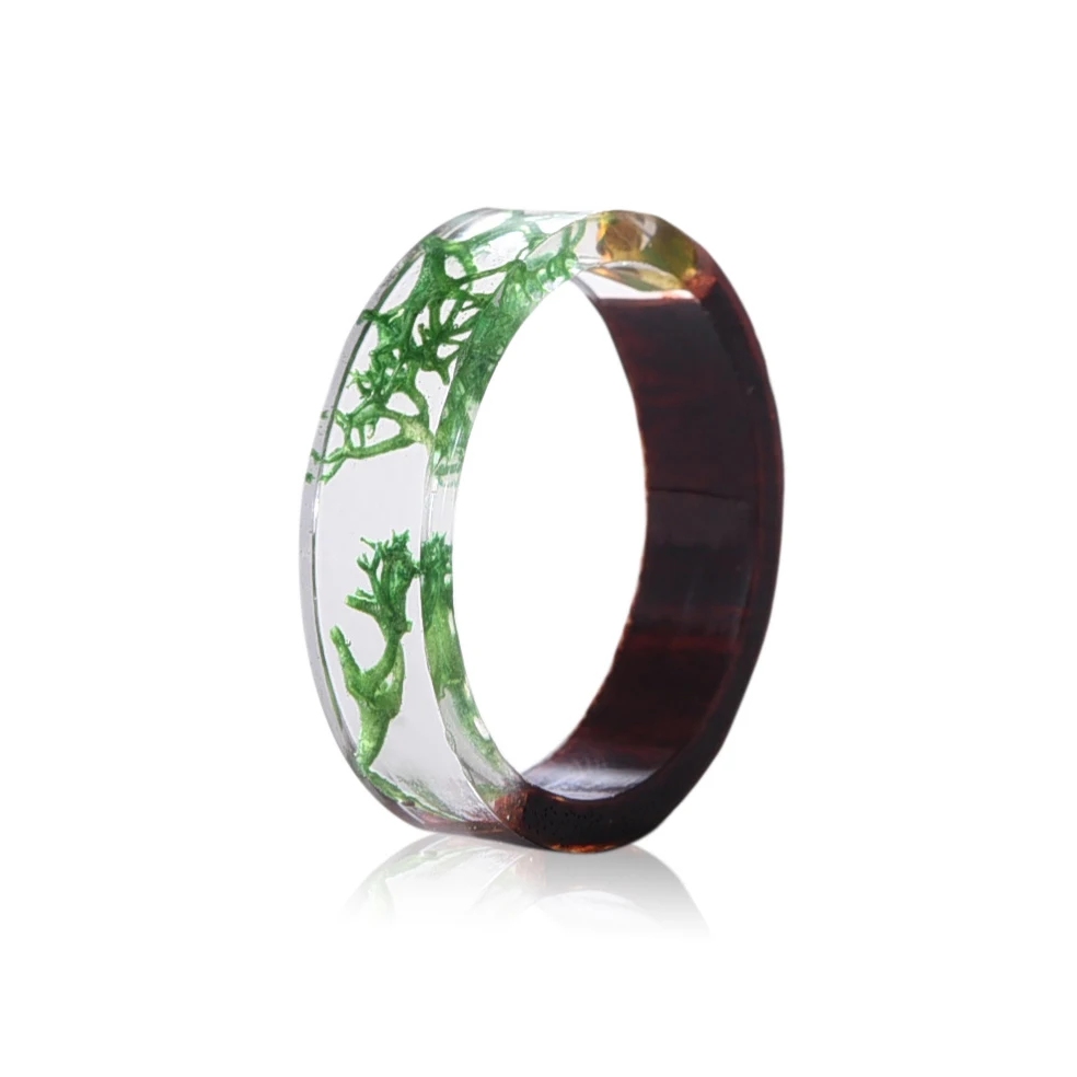 Женское Винтажное кольцо с зеленым Мохом из дерева и смолы Прямая поставка 2019 |