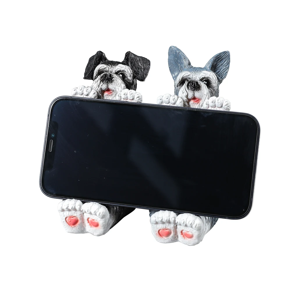 Schnauzer Animal Figurines Ornaments for Home Decor Desk Accessories Table Decoration Figurines for Interior Mobile Phone Holder