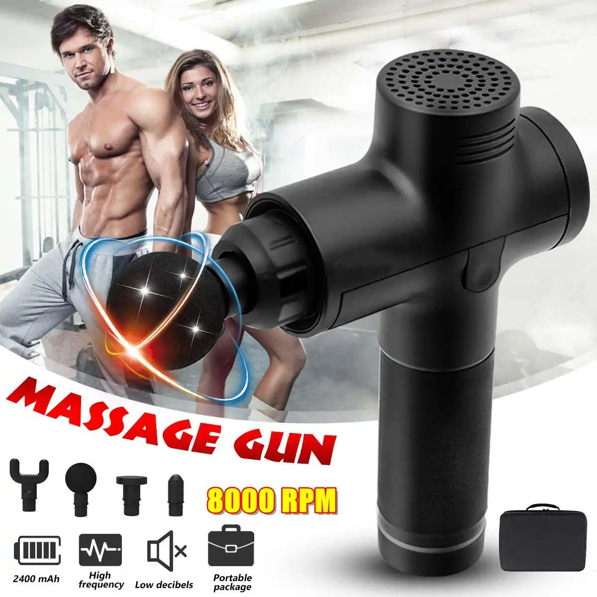 

High Frequency 8000RPM Electric Muscle Massage Gun Deep Tissue Back Massager For Neck Fitness Relax Body Pain Relief