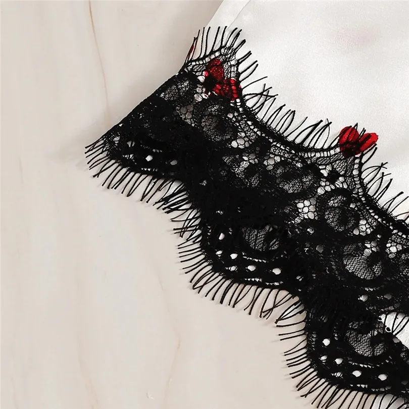 Женская кружевная атласная пижама в полоску с V образным вырезом|Комплекты