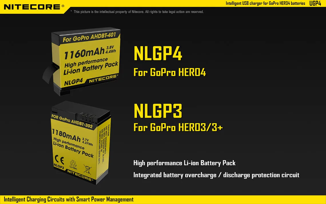 

Orginal Nitecore UGP4 Camera Charger LCD Smart For Battery GoPro HERO4/3+ AHDBT 302 301 201 Battery Outdoor Travel Power Adapter