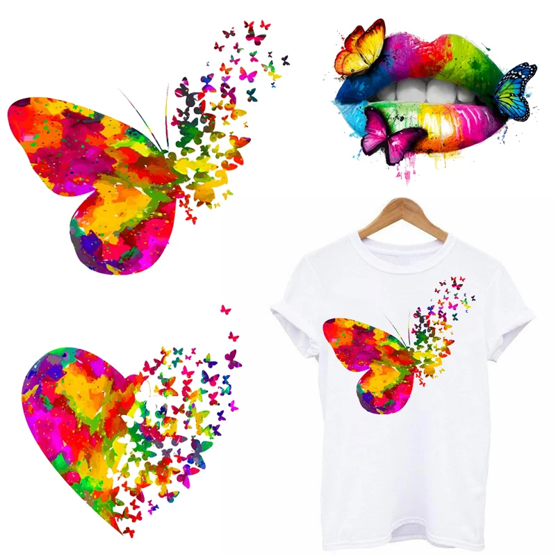 Красивые термоклейкие нашивки с бабочкой для одежды наклейка цветком любви