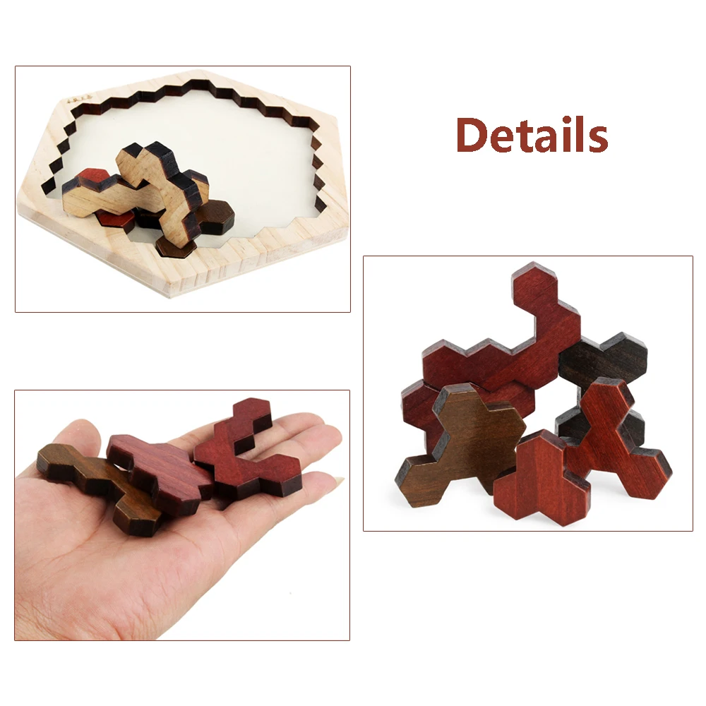 Детский деревянный пазл Геометрическая Шестигранная доска развивающая игрушка