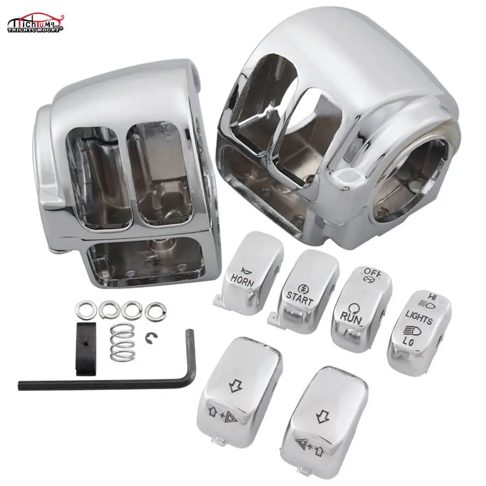 Мотоциклетные черные/хромированные корпуса переключателя управления на руль